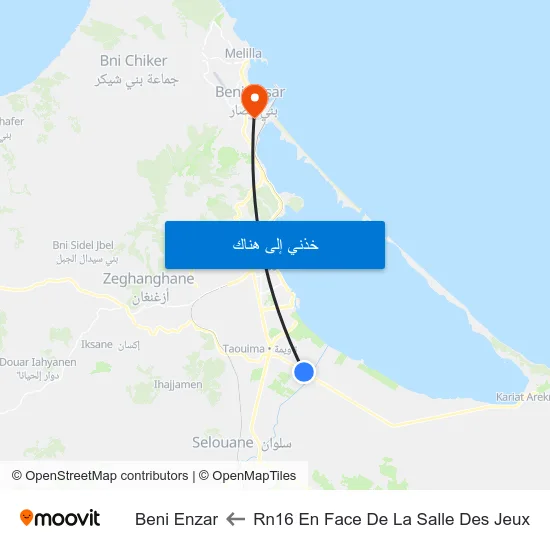 Rn16 En Face De La Salle Des Jeux to Beni Enzar map