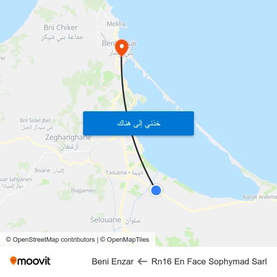 Rn16 En Face Sophymad Sarl to Beni Enzar map