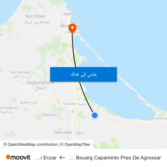 Rn16 Bouarg Capaminto Pres De Agrossar to Beni Enzar map