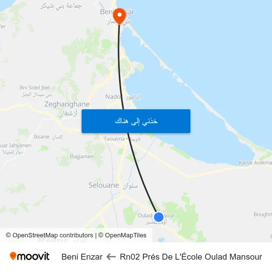 Rn02 Prés De L'École Oulad Mansour to Beni Enzar map