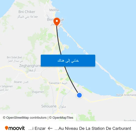 Rn16 Au Niveau De La Station De Carburant to Beni Enzar map
