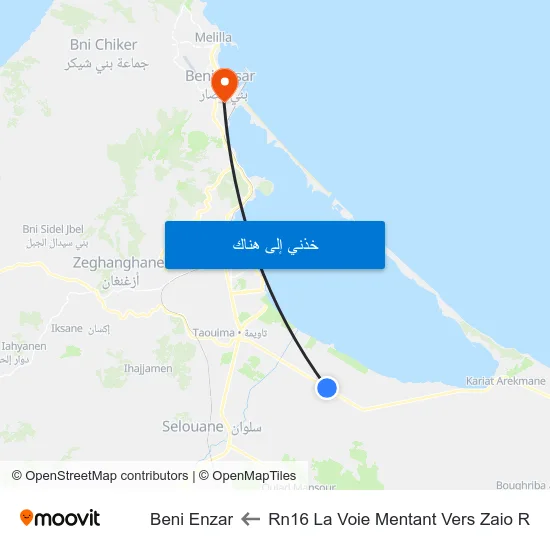 Rn16 La Voie Mentant Vers Zaio R to Beni Enzar map
