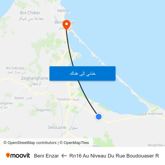 Rn16 Au Niveau Du Rue Boudouaser R to Beni Enzar map