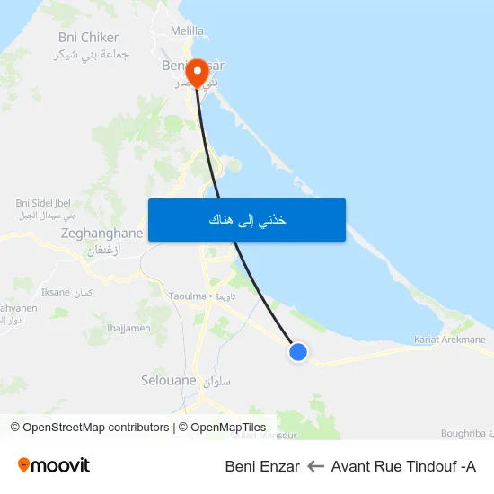 Avant Rue Tindouf -A to Beni Enzar map