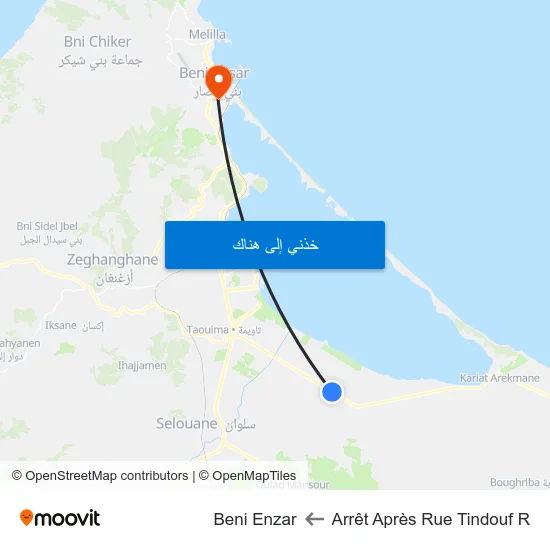 Arrêt Après Rue Tindouf R to Beni Enzar map