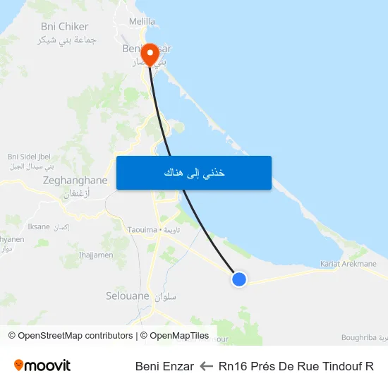 Rn16 Prés De Rue Tindouf R to Beni Enzar map