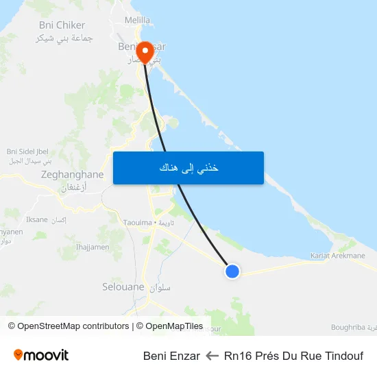 Rn16 Prés Du Rue Tindouf to Beni Enzar map