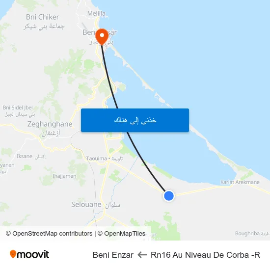 Rn16 Au Niveau De Corba -R to Beni Enzar map