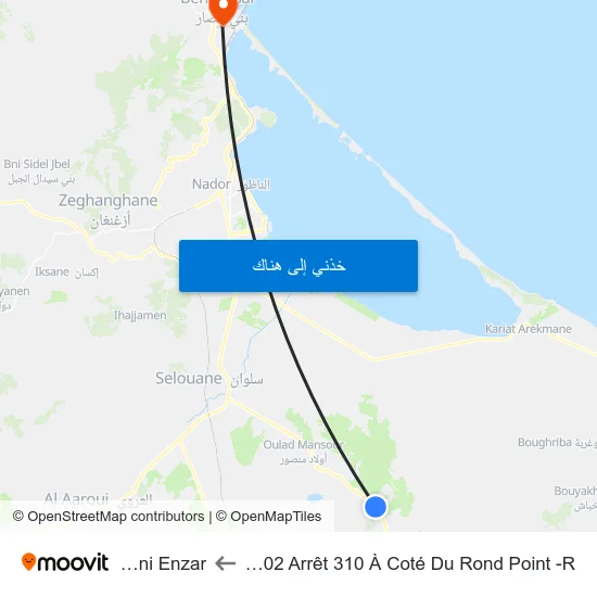 Rn02 Arrêt 310 À Coté Du Rond Point -R to Beni Enzar map