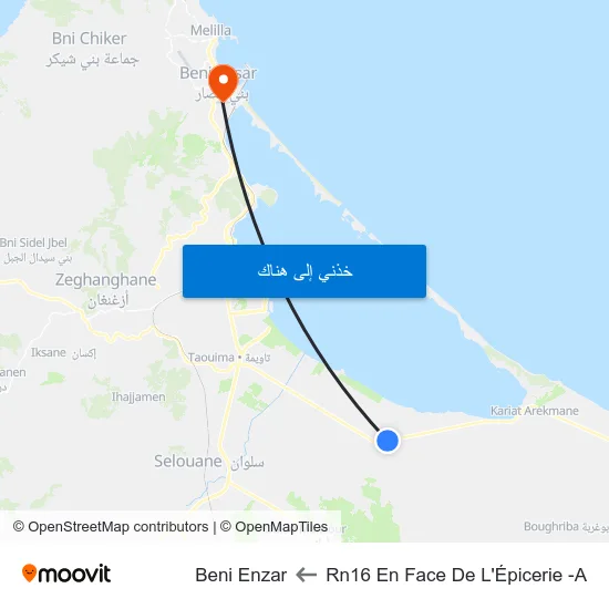Rn16 En Face De L'Épicerie -A to Beni Enzar map