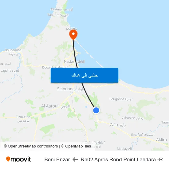Rn02 Aprés Rond Point Lahdara -R to Beni Enzar map