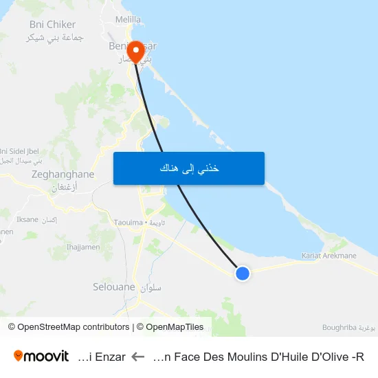Rn16 En Face Des Moulins D'Huile D'Olive -R to Beni Enzar map