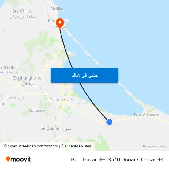 Rn16 Douar Charbar -R to Beni Enzar map
