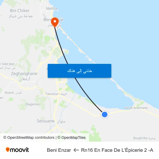 Rn16 En Face De L’Épicerie 2 -A to Beni Enzar map