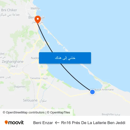 Rn16 Prés De La Laiterie Ben Jeddi to Beni Enzar map