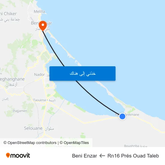 Rn16 Prés Ouad Taleb to Beni Enzar map
