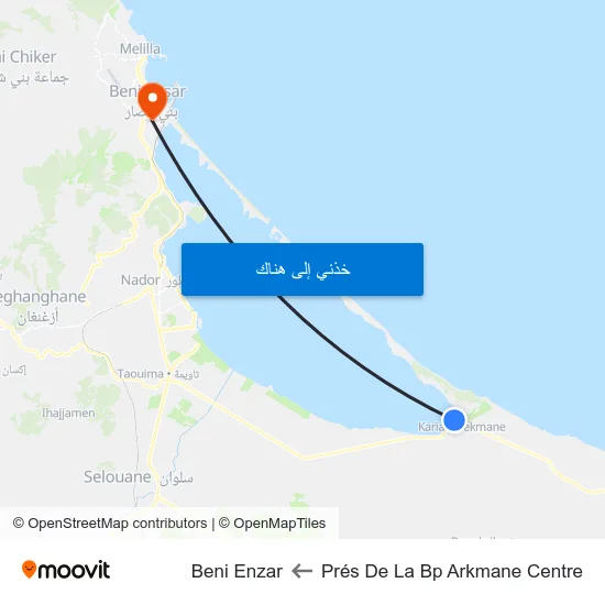 Prés De La Bp Arkmane Centre to Beni Enzar map