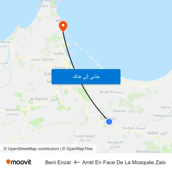 Arrét En Face De La Mosquée Zaio to Beni Enzar map