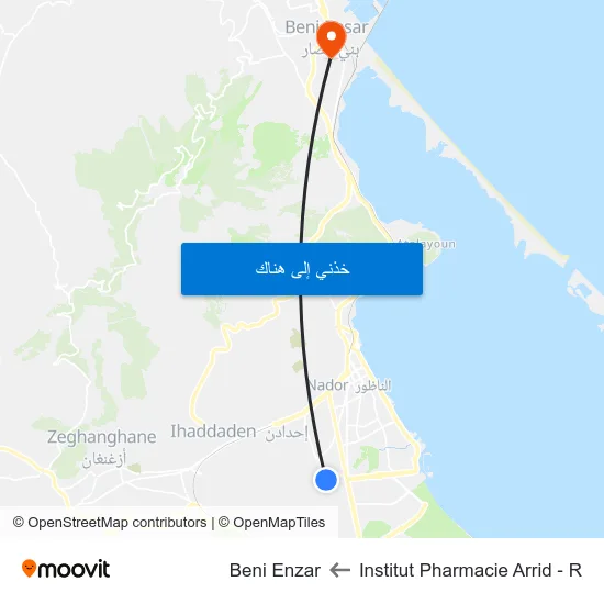 Institut Pharmacie Arrid - R to Beni Enzar map