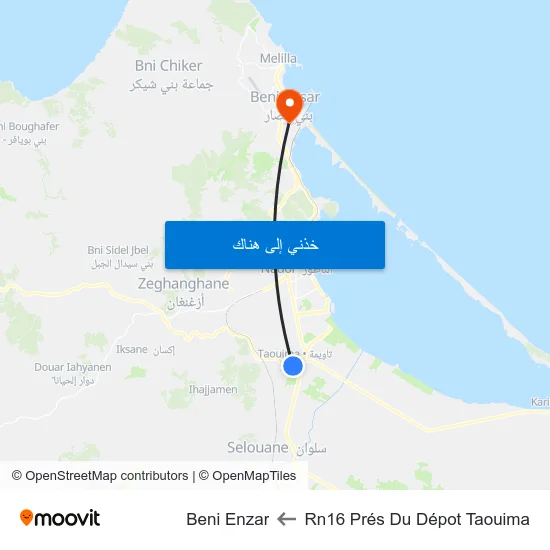 Rn16 Prés Du Dépot Taouima to Beni Enzar map