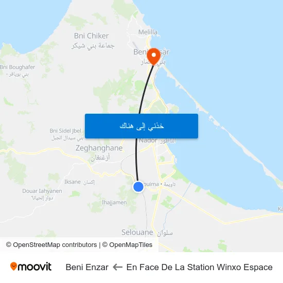 En Face De La Station Winxo Espace to Beni Enzar map