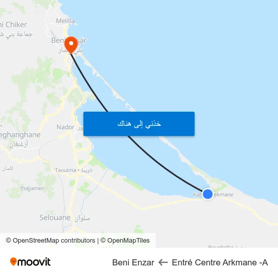 Entré Centre Arkmane -A to Beni Enzar map