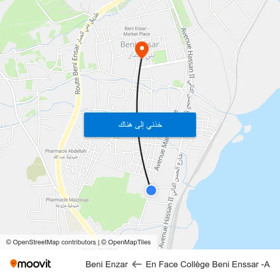 En Face Collège Beni Enssar -A to Beni Enzar map