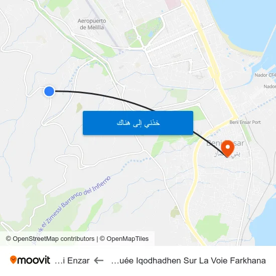 Prés Mosquée Iqodhadhen Sur La Voie Farkhana to Beni Enzar map