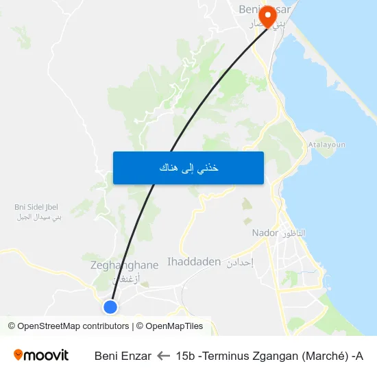 15b -Terminus Zgangan (Marché) -A to Beni Enzar map
