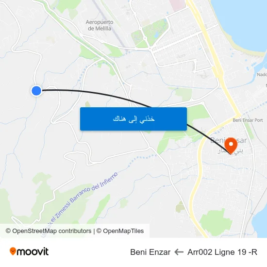 Arr002 Ligne 19 -R to Beni Enzar map