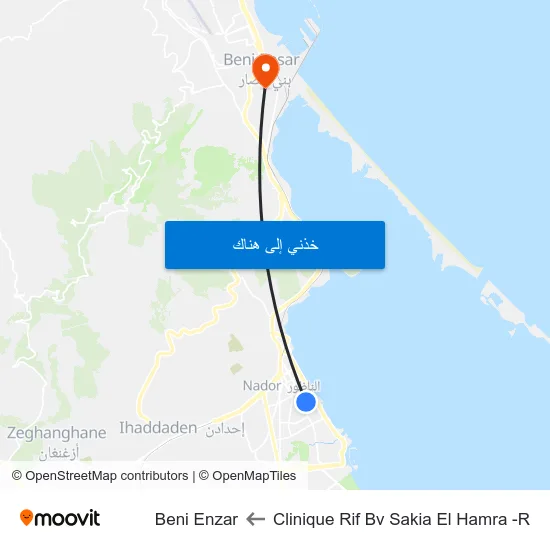 Clinique Rif Bv Sakia El Hamra -R to Beni Enzar map