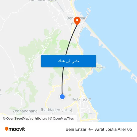 Arrêt Joutia Aller 05 to Beni Enzar map