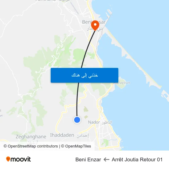 Arrêt Joutia Retour 01 to Beni Enzar map