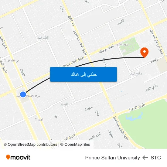 STC to Prince Sultan University map
