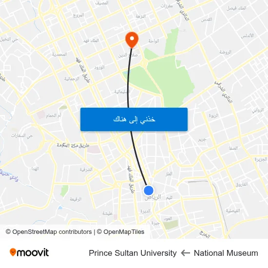 National Museum to Prince Sultan University map
