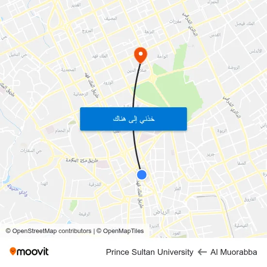 Al Muorabba to Prince Sultan University map