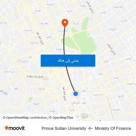 Ministry Of Finance to Prince Sultan University map