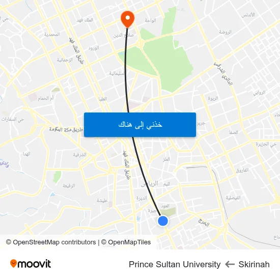 Skirinah to Prince Sultan University map