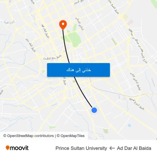 Ad Dar Al Baida to Prince Sultan University map