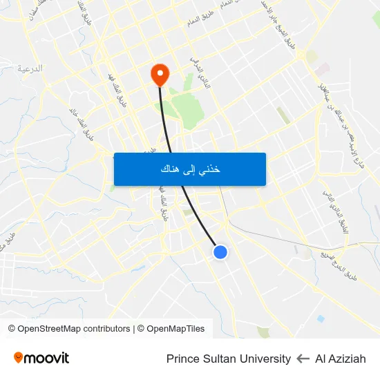 Al Aziziah to Prince Sultan University map