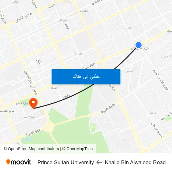 Khalid Bin Alwaleed Road to Prince Sultan University map