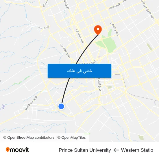 Western Statio to Prince Sultan University map