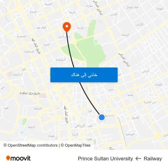 Railway to Prince Sultan University map