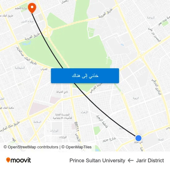 Jarir District to Prince Sultan University map