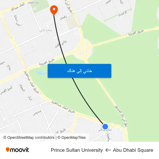 Abu Dhabi Square to Prince Sultan University map