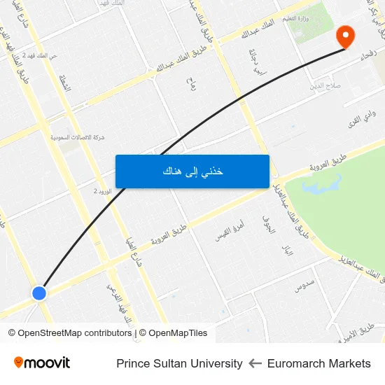 Euromarch Markets to Prince Sultan University map