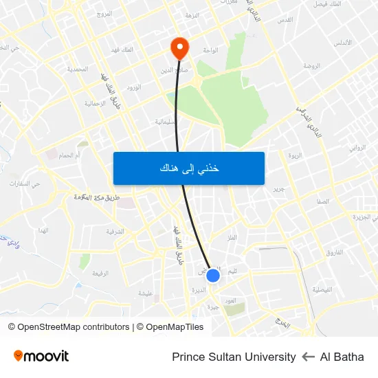 Al Batha to Prince Sultan University map
