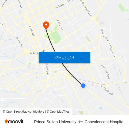 Convalescent Hospital to Prince Sultan University map