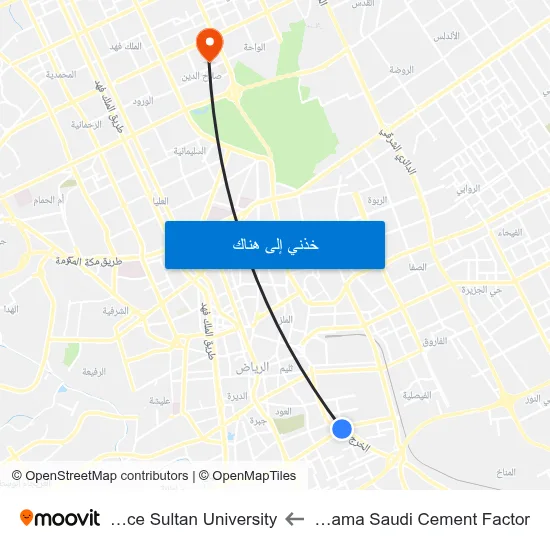 Yamama Saudi Cement Factor to Prince Sultan University map