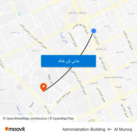 Al Murooj to Administration Building map